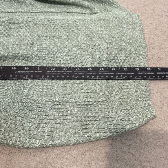 Natural Refletions Cardigan Green Open Knit 3/4 Sleeve Pockets Women S NEW - Picture 7 of 7